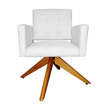 Imagem de Poltrona Decorativa Camila Pés Madeira Giratório Suede Branco - DS Estofados