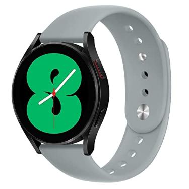 Imagem de Pulseira esportiva de 22 mm compatível com Samsung Galaxy Watch 3 45 mm Galaxy Watch 46 mm, pulseira de substituição de silicone macio para Amazfit GTR 47 mm/GTR2/2e/3/3Pro/Stratos 2 2 (cinza neblina)