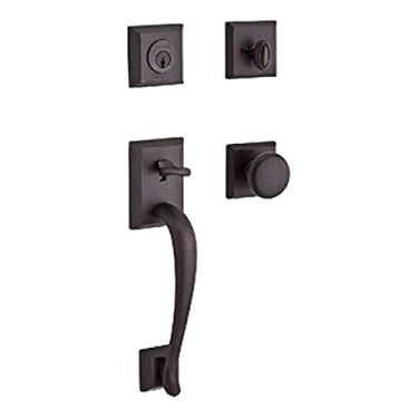 Imagem de Baldwin Reserve SCNAPXROUTSR112S Single Cylinder Napa Handleset Round Knob and Traditional Square Rose with Smartkey Venetian Bronze Finish