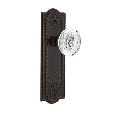 Imagem de Nostalgic Warehouse 750236 Placa de prados com puxador de ovo de cristal e dardos para passagem, tamanho do encosto: 6 cm, bronze atemporal