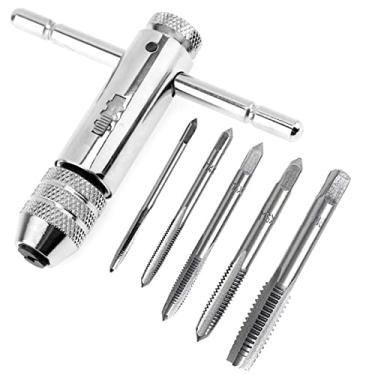Imagem de Chave catraca de prata ajustável com alça em T com 5 peças M3-M8 3mm-8mm parafuso de máquina rosca métrica plugue em forma de T