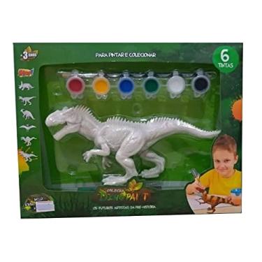 Imagem de Dinossauro Para Colorir Pintar Parassauro Infantil Dino Paint Menino Menina Estimula CriatividadeTinta Pincel Original Zoop Toys