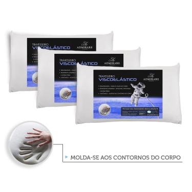 Imagem de Kit 3 Travesseiros Antialergico Viscoelastico Nasa 
