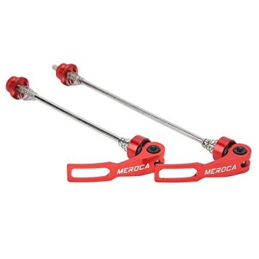 Imagem de Atyhao Liberação rápida do eixo, liberações rápidas resistentes, usinagem CNC de liga de alumínio para par vermelho de mountain bike (engrenagem aberta de freio a disco de 100/135 mm)