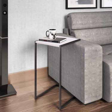 Imagem de Mesa Lateral Industrial Artesano Branco/ Preto