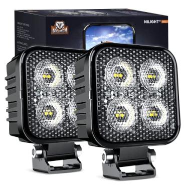 Imagem de Nilight 2 peças de cápsulas de LED quadradas de 1500 lm, luz de trabalho EMC embutida, ângulo de feixe de inundação de 90° para luzes offroad, luz lateral, luz traseira para trator, caminhão,