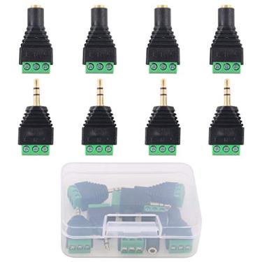 Imagem de Conector adaptador de terminal de 3 parafusos Glarks 8 peças 3,5 mm (1/8 polegadas) com áudio estéreo balanceado macho e fêmea para AV