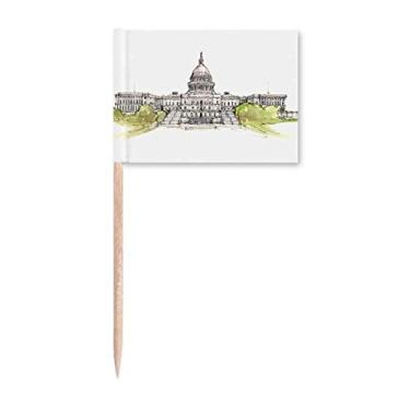 Imagem de Presente Art Déco do Capitólio dos Estados Unidos moda palito bandeiras marcadoras decoração de festa