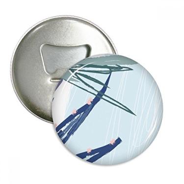 Imagem de Folha abstrata plantas arte padrão abridor de garrafas ímã geladeira emblema multifuncional