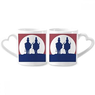 Imagem de Thailand I Love Thailand Elephant Sunset Couple Porcelain Mug Set Ceramic Lover Cup Heart Handle