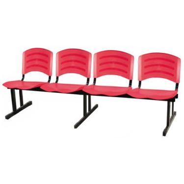Imagem de Cadeira Longarina Plastica 4 Lugares Cor Vermelho - Pollo Móveis - 330