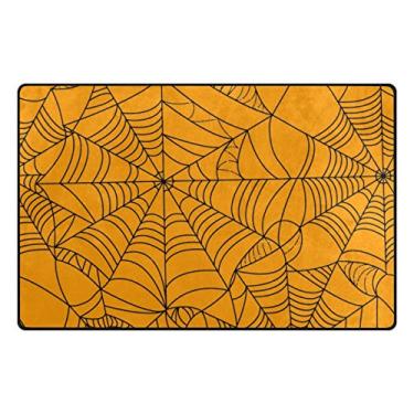 Imagem de Tapete de área ALAZA My Daily Spiderteia de aranha preto e laranja, 50,8 cm x 78,7 cm, tapete para porta para sala de estar, quarto, cozinha, banheiro, tapete estampado, exclusivo, leve