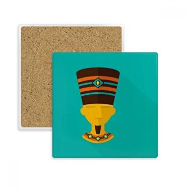 Imagem de Abstrato Antigo Egito Faraó Padrão Quadrado Porta-copos Caneca Suporte Subplaca Pedra de Isolamento