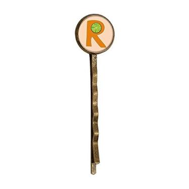 Imagem de R Alphabet Orange Fruit Art Deco Gift Fashion Retro Metal Hair Bobby Pin Headwear