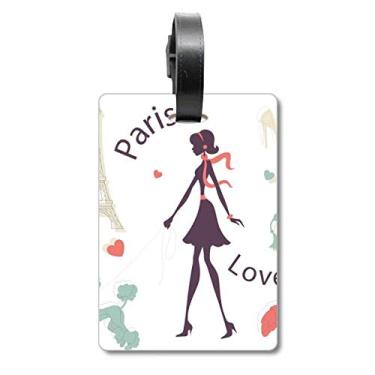 Imagem de Torre Eiffel Paris Lady France Bolsa de Mala Etiqueta para Bagagem Cartão Pendurado Scutcheon Etiqueta