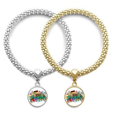 Imagem de DIYthinker Novo Castelo de Pedra de Cisne Cerveja Alemanha Grafiti Lover Pulseira Pingente Joias Corrente Presente de Casal