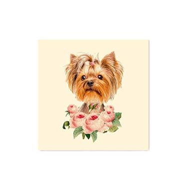 Imagem de Arte Maníacos Quadro Decorativo Yorkshire Flores - 30x30cm