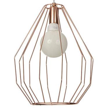 Imagem de Pendente Retangular Ref 6168 COBRE Soquete E27 1 Lampada (30 X 30 X 38 cm) Bivolt Fabricado em Metal Pantoja&Carmona