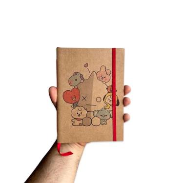 Imagem de Sketchbook Caderno BTS BT21com Elástico e Marca Página Aquarela (G (14x20cm), Branco 80 Páginas)