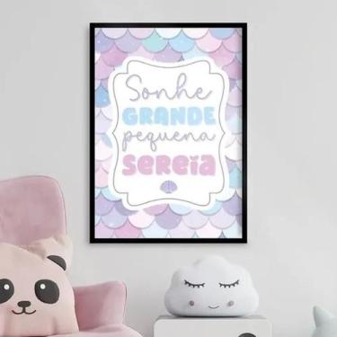 Imagem de Quadro Sonhe Grande Pequena Sereia 45x34cm - com vidro - Quadros On-li
