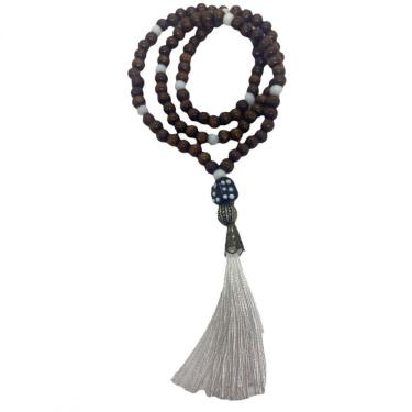 Imagem de Japamala Zé Pelintra 108 Contas de Madeira 8 mm Pompom