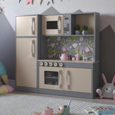 Imagem de Cozinha Brinquedo Infantil com Refrigerador Lima Cinza