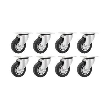 Imagem de Kit 8 un rodízio giratório borracha preta 6 152mm - VONDER