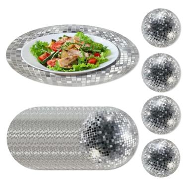 Imagem de Jogo americano descartável para discoteca, 30 peças, jogo americano decorativo prateado para aniversário, casamento, decoração de mesa de festa