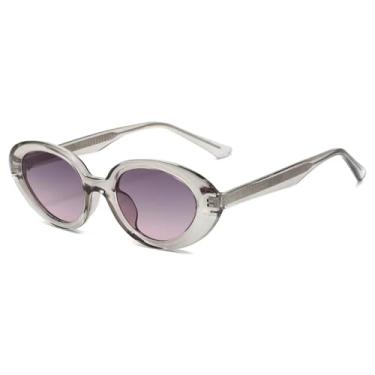 Imagem de JRLLFD Gradiente Colorido Oval Óculos de Sol Femininos Vintage Shades para Homens Luxo Uv400 Feminino (cinza)
