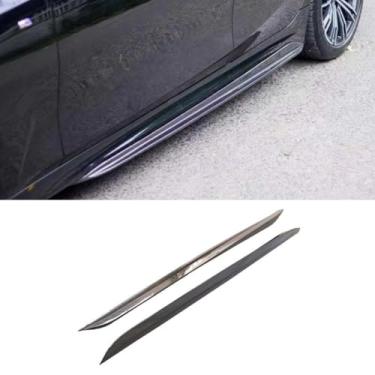 Imagem de Borda de saia lateral de carro compatível com 3 séries G20 G28 2020+ Divisor de saia lateral difusor protetor modificação peça acessórios para carro (aparência de carbono)