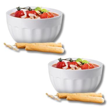 Imagem de Kit 2 Bowl Tigela Cumbuca Sopa Caldo Feijoada Cor Branco 100% Melamina