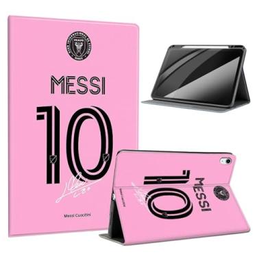 Imagem de ZERMU para iPad Air 5ª/4ª geração 2022/2020 10,9 polegadas, Mess%i Soccer #10, capa magnética à prova de choque [hibernar/despertar automático] com suporte para lápis, suporte multiangular, suporte