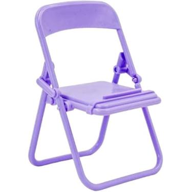 Imagem de Suporte Criativo para Celular e Tablet em Formato de Cadeira Dobrável, Lilás, 9,5 x 6,5 x 6 cm, Perfeito de Usar no Dia a Dia para assistir Filmes, Séries, Vídeos, e até Gravar ou Tirar Fotos