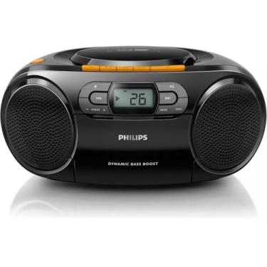 Imagem de PHILIPS Leitor de CD cassete estéreo, Boombox portátil, USB, FM, MP3, fita, AZ328