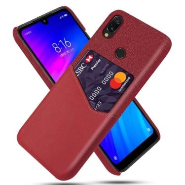 Imagem de Capa para Xiaomi Redmi 7,Tela e tampa de couro PU,Antideslizante,360°cobertura completa à prova de choque com 1 slot de cartão atrás,Prevenção de queda-Red