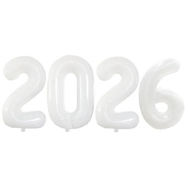 Imagem de GOER Balões com número de alumínio 2024 para festa de ano novo 2024, decorações de formatura (branco, 81 cm)