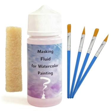 Imagem de Fluido de máscara de aquarela rosa - Materiais de arte profissional com pincel e borracha para artistas, caneta média de pintura