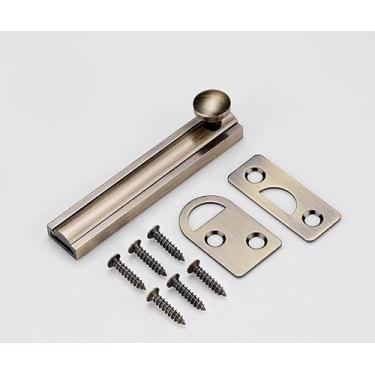 Imagem de Trava deslizante de latão maciço, trava de superfície de segurança antirroubo de 7,6 cm SUYA para portas francesas, cercas de madeira, portões e armários, acabamento em bronze antigo