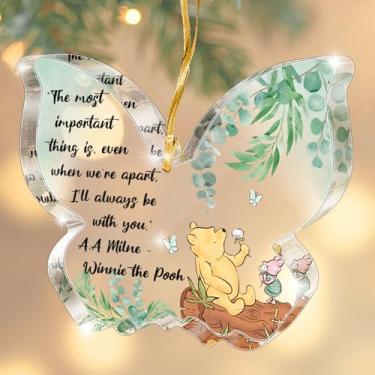 Imagem de Enfeites de Natal Ursinho Pooh fofo - enfeites de acrílico transparente de urso fofo, placa de quarto para nova mãe, filha, amiga, irmã, presente de aniversário