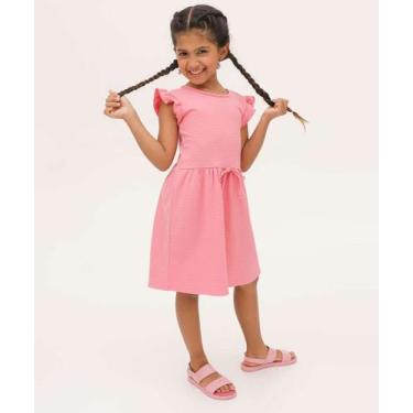 Imagem de Vestido Infantil Manga Curta Textura Marisa Tam 4 a 10-19023, 10, Rosa