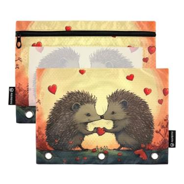 Imagem de Wassud Hedgehogs in Love, pacote com 2 pastas para fichário, pastas de bolso com 3 furos, pasta organizadora para casa, escritório