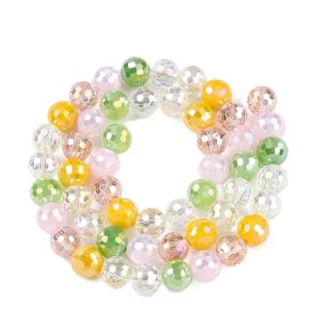 Imagem de 50 peças de contas de vidro facetadas galvanizadas de 8 mm contas de cristal redondas espaçadoras soltas para pulseira de amizade DIY, brincos, colares, joias, artesanato, suprimentos, cores mistas