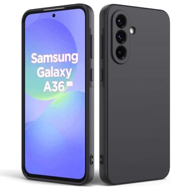 Imagem de Capa de telefone de cor sólida para Samsung Galaxy A36 5G, capa ultrafina de TPU à prova de choque, capa de telefone macia resistente a quedas, preta