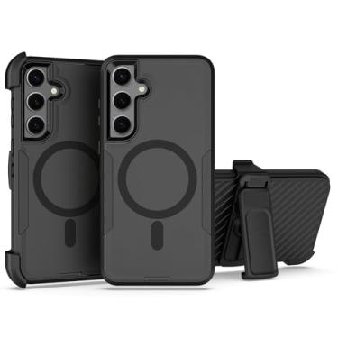 Imagem de showdd Capa projetada para Samsung Galaxy S23 Plus (S23+), magnética, proteção dupla, resistente e durável, compatível com MagSafe, clipe traseiro removível, à prova de poeira, não desbota, não