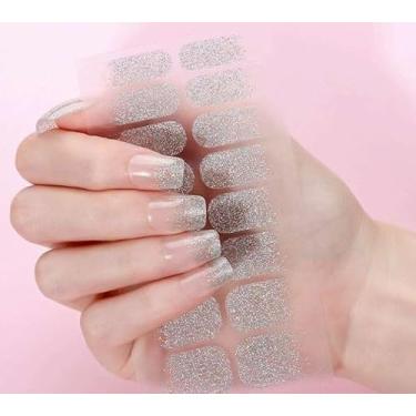 Imagem de Kit Adesivos para Unhas com 4 Modelos. Fácil Aplicação. Cores Lilás Glitter, Róseo Claro Degradê Brilho, Prata Glitter, Róseo. Sem gel e Autocolante.