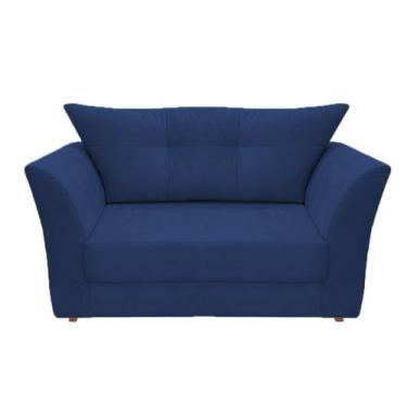 Imagem de Namoradeira Decorativa Isis Suede Azul Marinho Pés Madeira Ms Decor - 