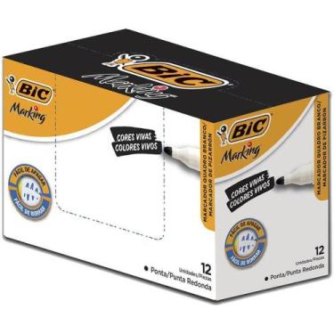 Imagem de Pincel para Quadro Branco BIC Marking Recarregável Preto - Caixa com 1