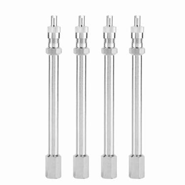 Imagem de TOPINCN 4 Peças de Extensão de Válvula de Pneu 100mm, Adaptador para Rodas Cromadas para Carro Caminhão Caminhão Pesado, Com Bonés Cromados de Alta Pressão