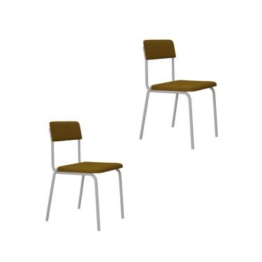 Imagem de Cadeira Fit Fixa C/4 Pes 475 X 505 X 810 Mm C/2 Un Pés Brancos. Mostarda Mostarda