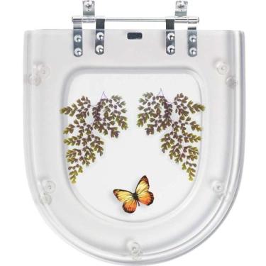 Imagem de Acento Sanitário Acrílico Carrara Transparente Decorada Borboleta Amar